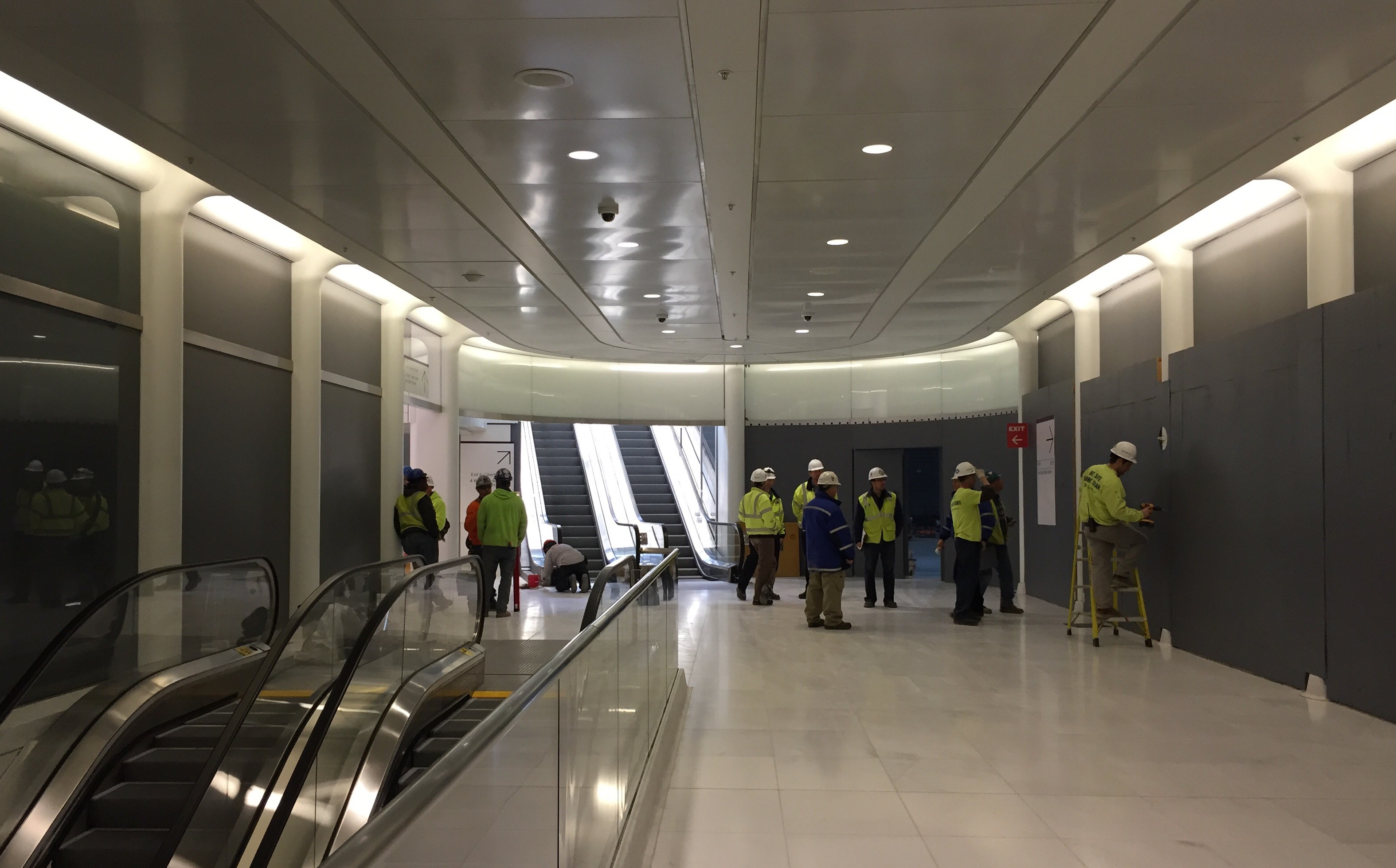 Inspections and finishing touches on the South Concourse and escalators to street level.