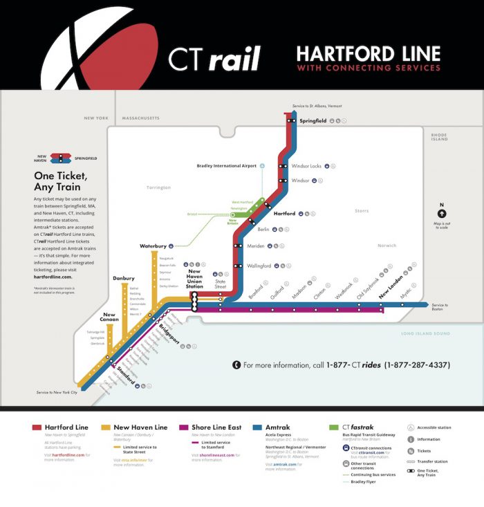 CT Rail Hartford Line Service Map