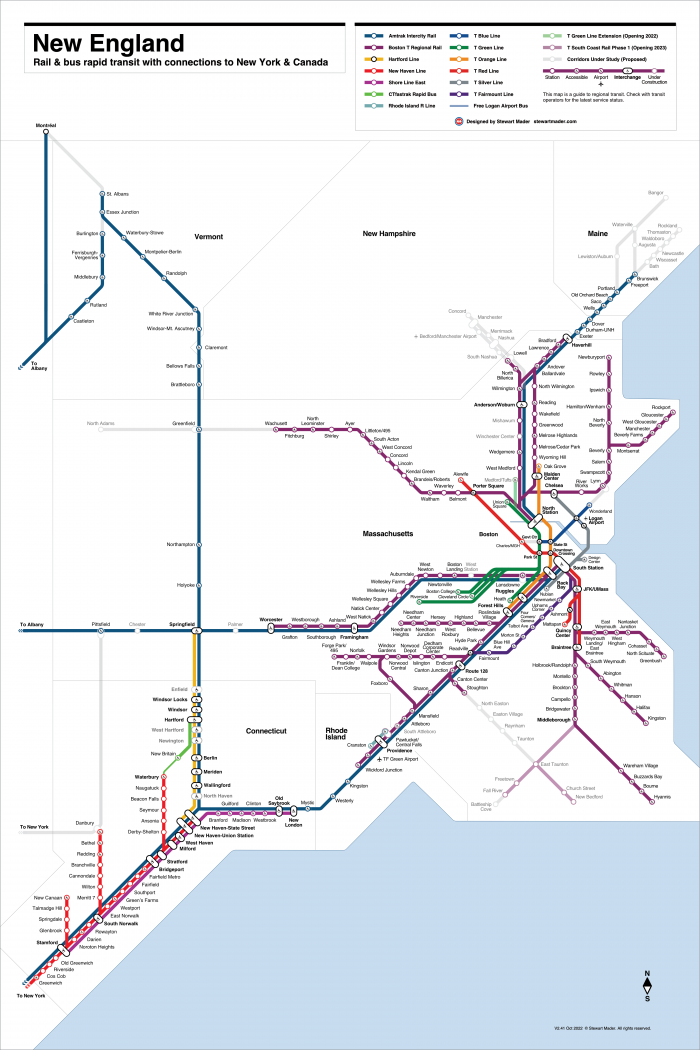 New England Transit Map - Stewart Mader