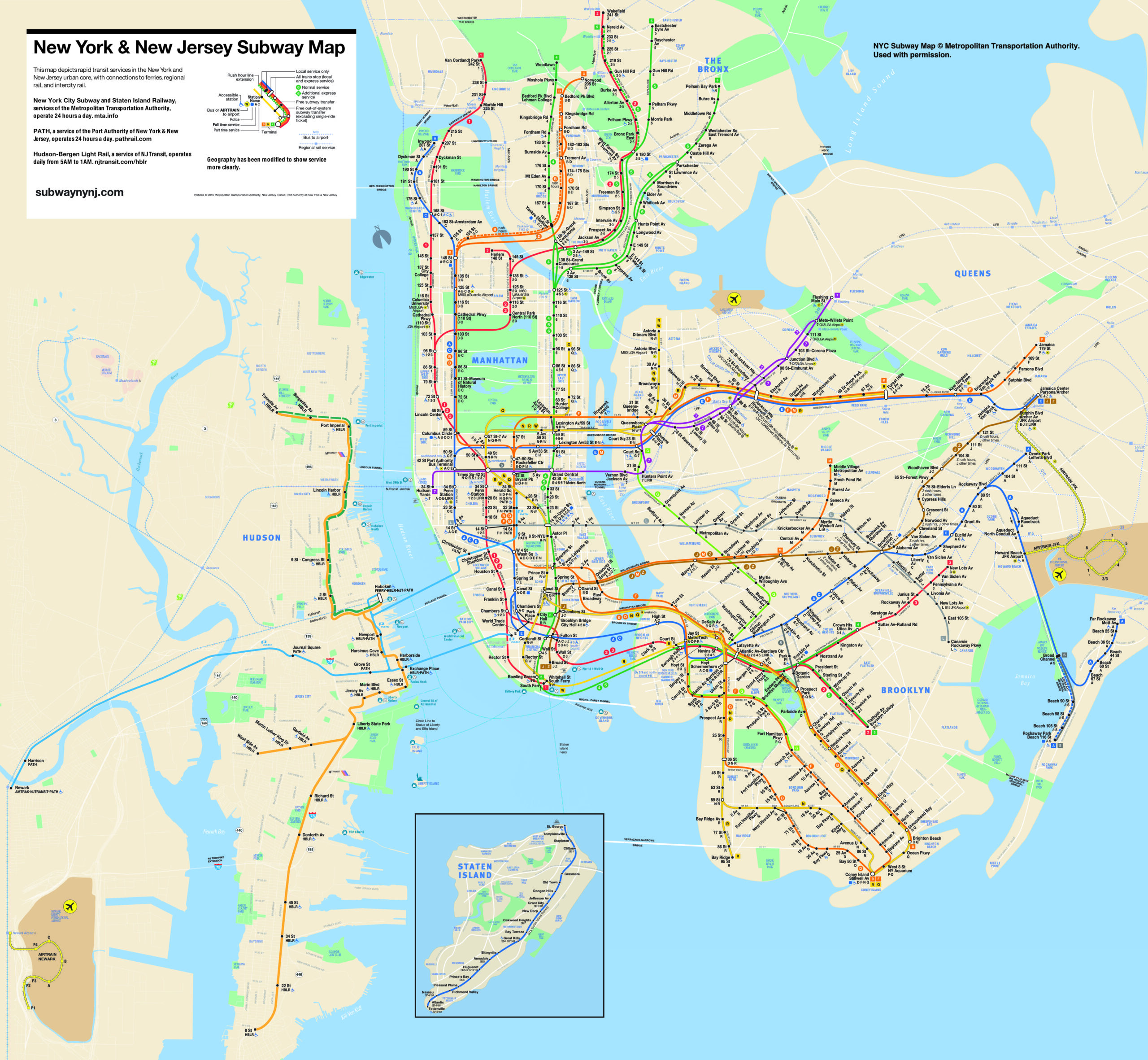 New York & New Jersey Subway Map